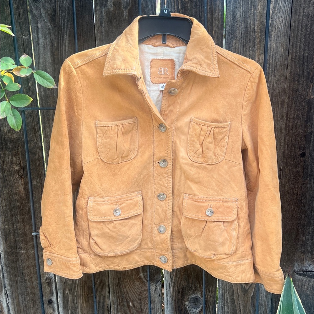 Banana Republic Vintage Tan Leather Jacket